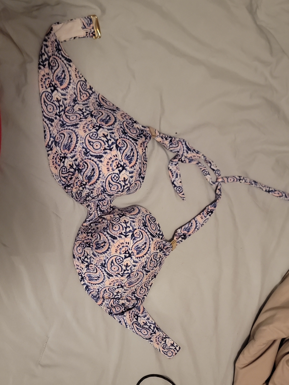 Victoria's Secret Pink & Navy Paisley Swim Top